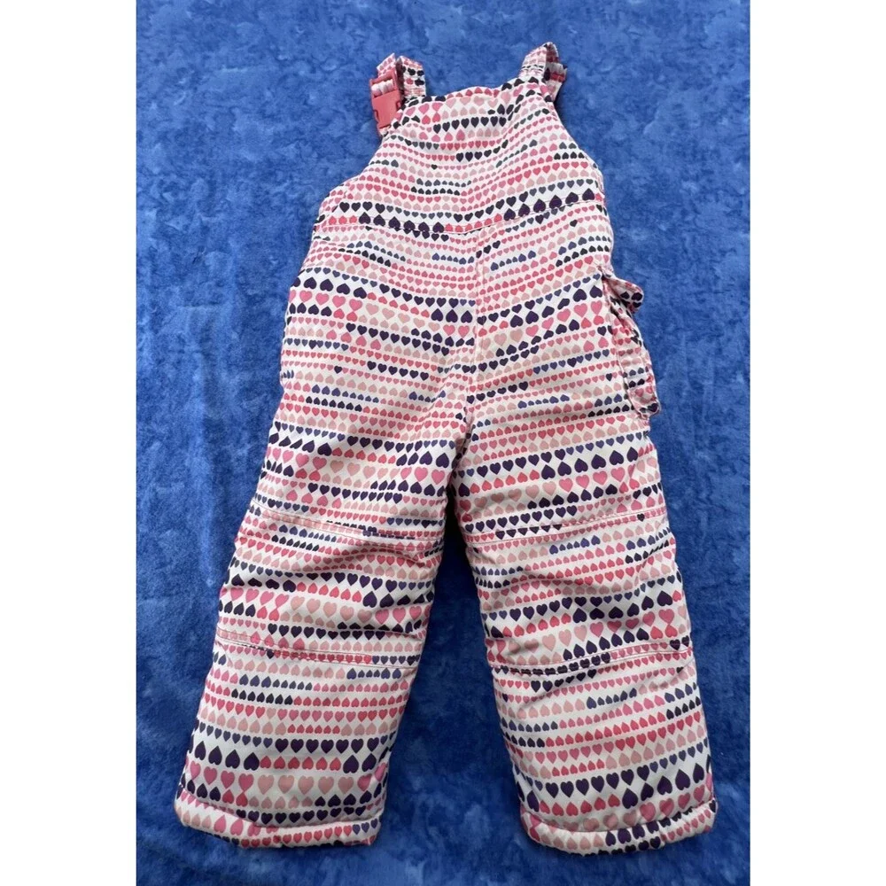 London Fog Girls Heart-Patterned Ski Snow Pants/Bib, Size 3T, Excellent Cond